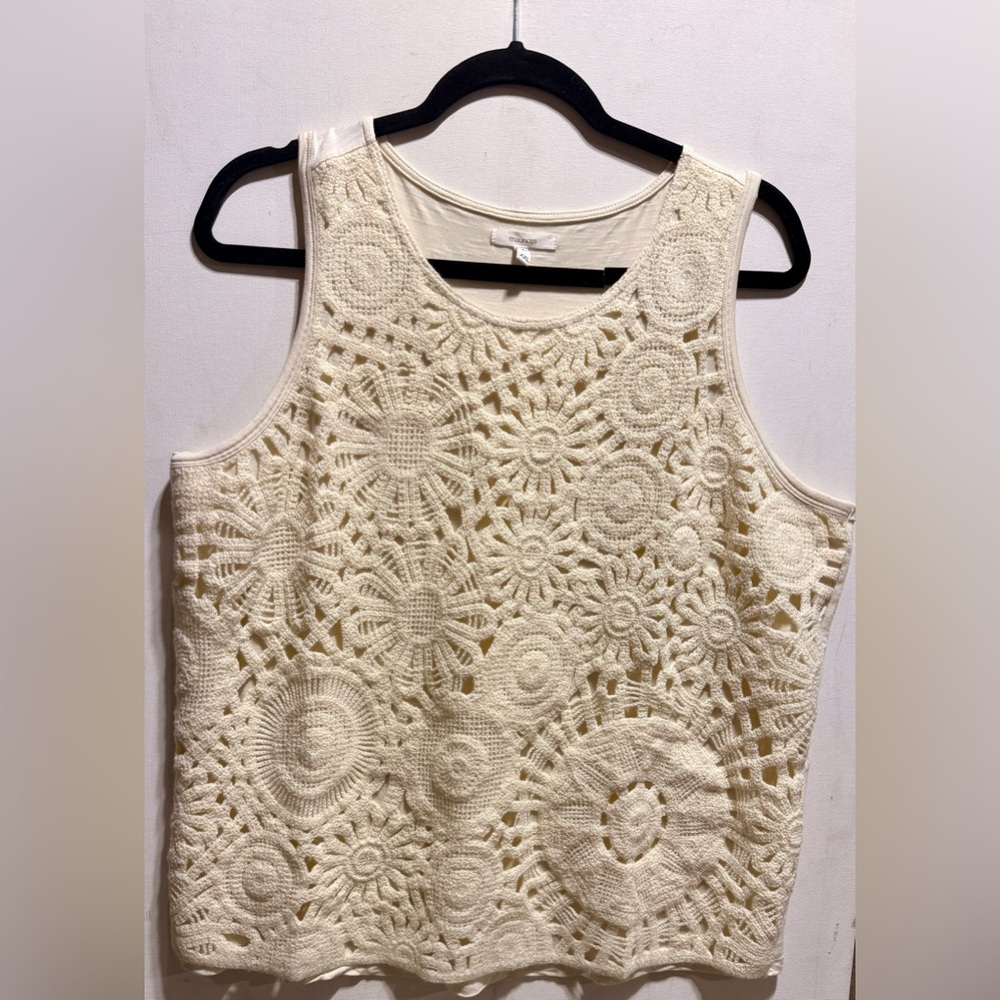 Maurices Cream Embellished Boxy Tank Crop Top